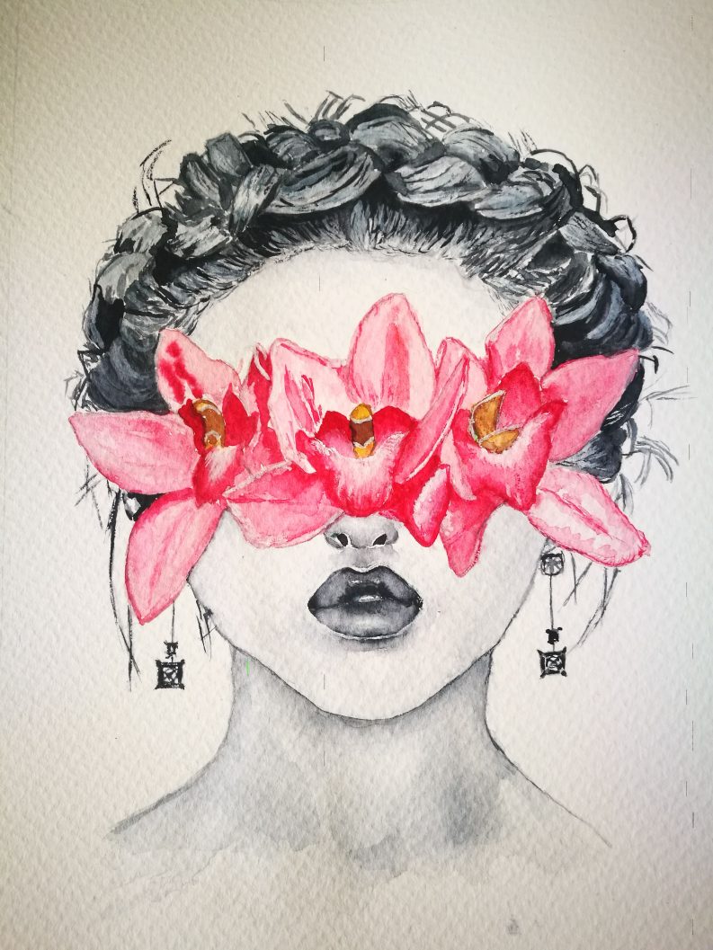 Orquídeas sobre el rostro