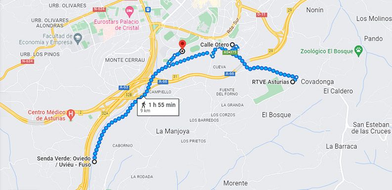 RUTA San Lázaro-RTVE-La Toral-Senda Fuso-mapa