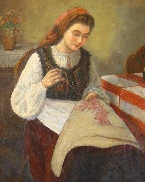mujer bordando