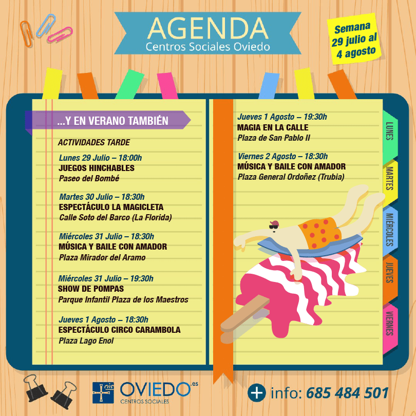 AGENDA – Semana del 29 de julio al 4 de agosto