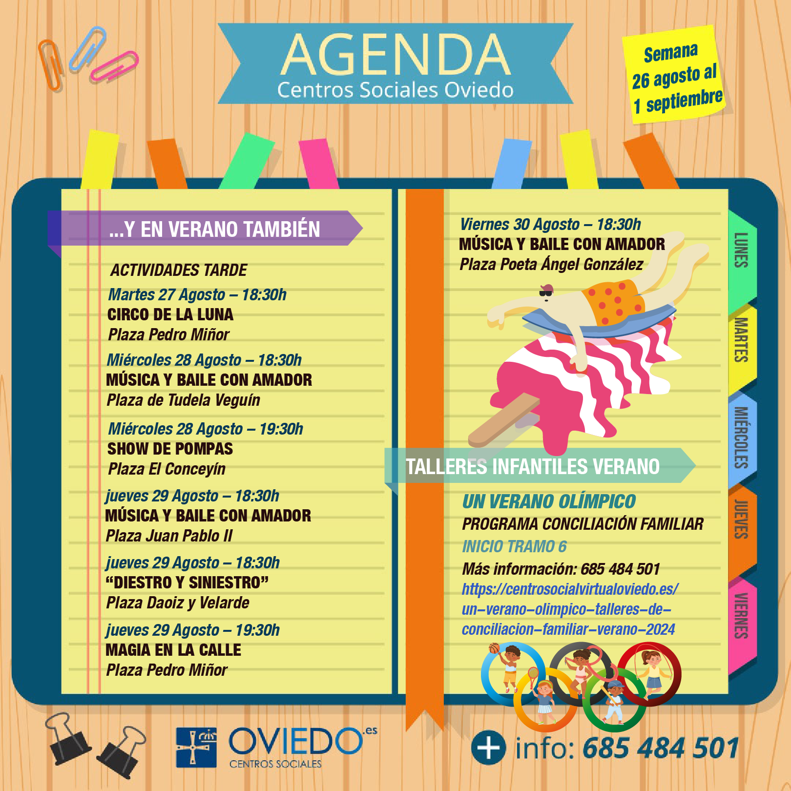 AGENDA – Semana del 26 de agosto al 1 de Septiembre
