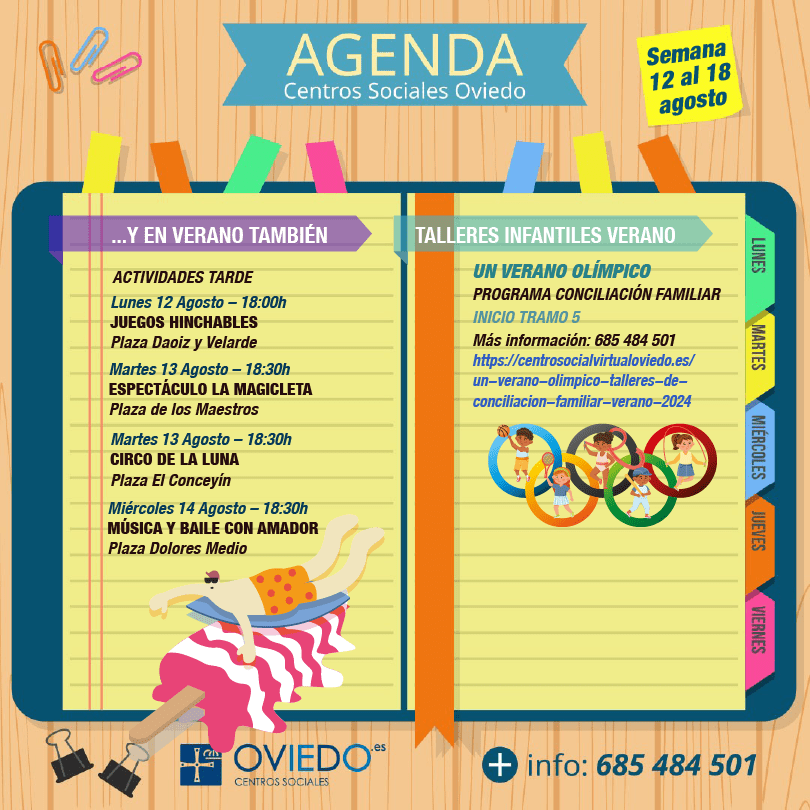 AGENDA – Semana del 12 al 18 de agosto