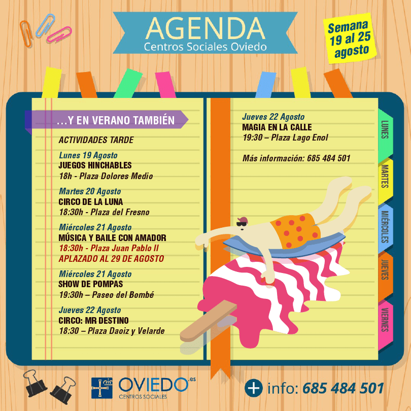 AGENDA – Semana del 19 al 25 de agosto