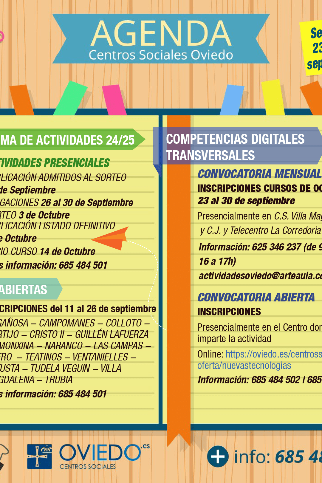 AGENDA – Semana del 23 al 29 de Septiembre