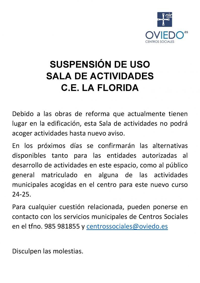 Suspensión usos La Florida 2024