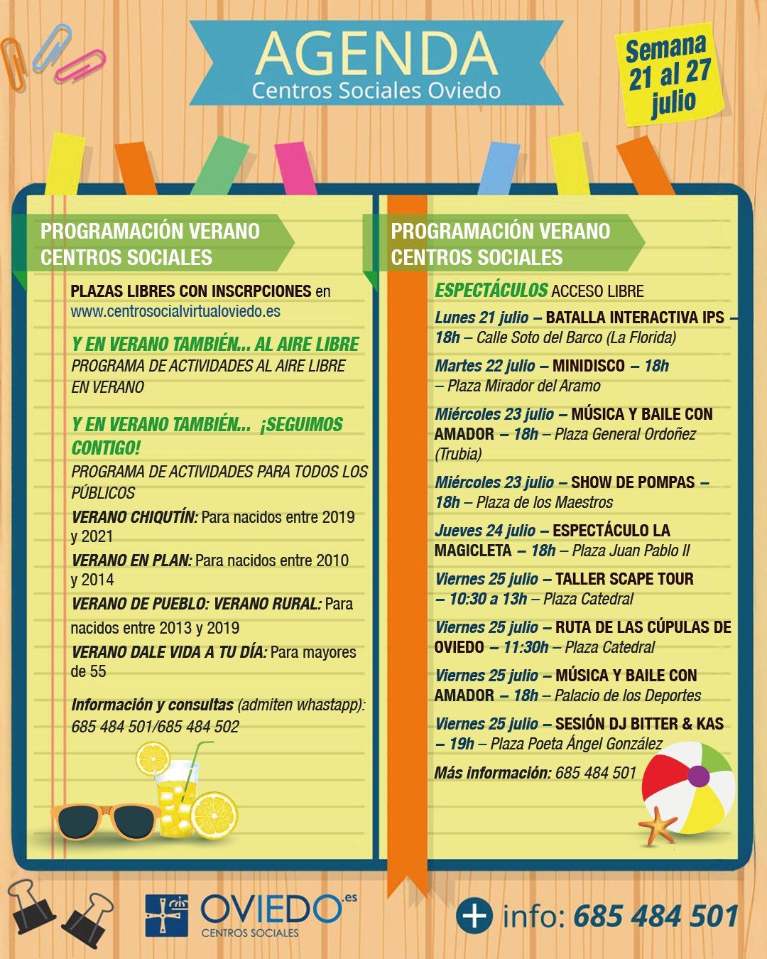 AGENDA – Semana del 21 al 27 de Julio 2025