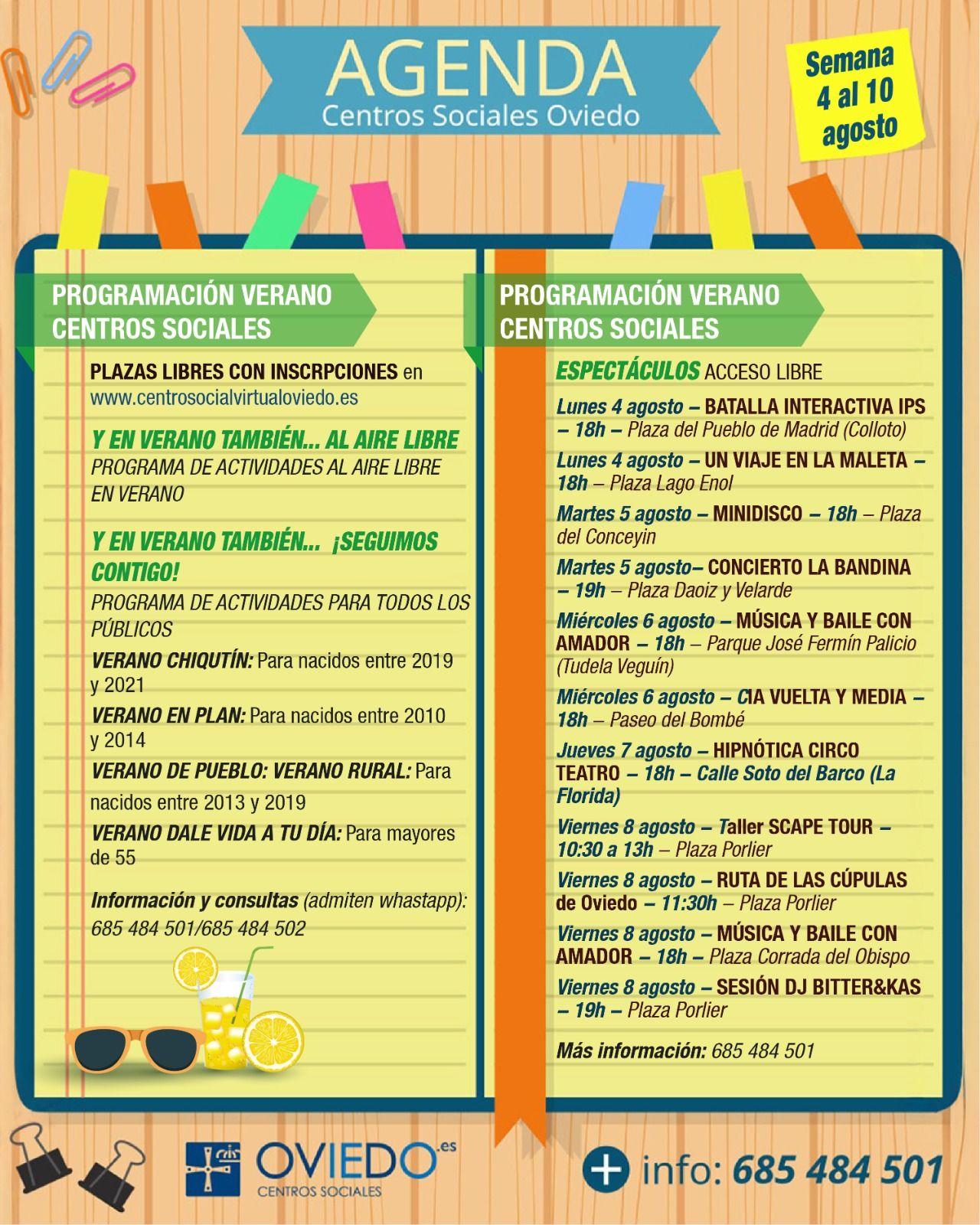 AGENDA – Semana del 4 al 10 de Agosto 2025