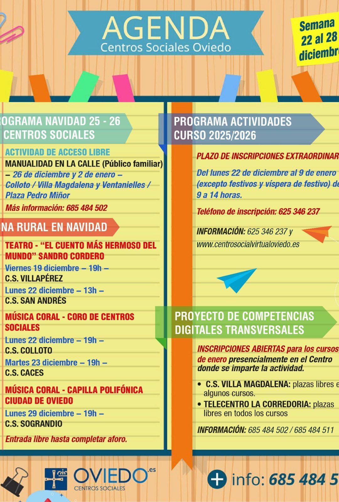 AGENDA – Semana del 22 al 28 de diciembre 2025