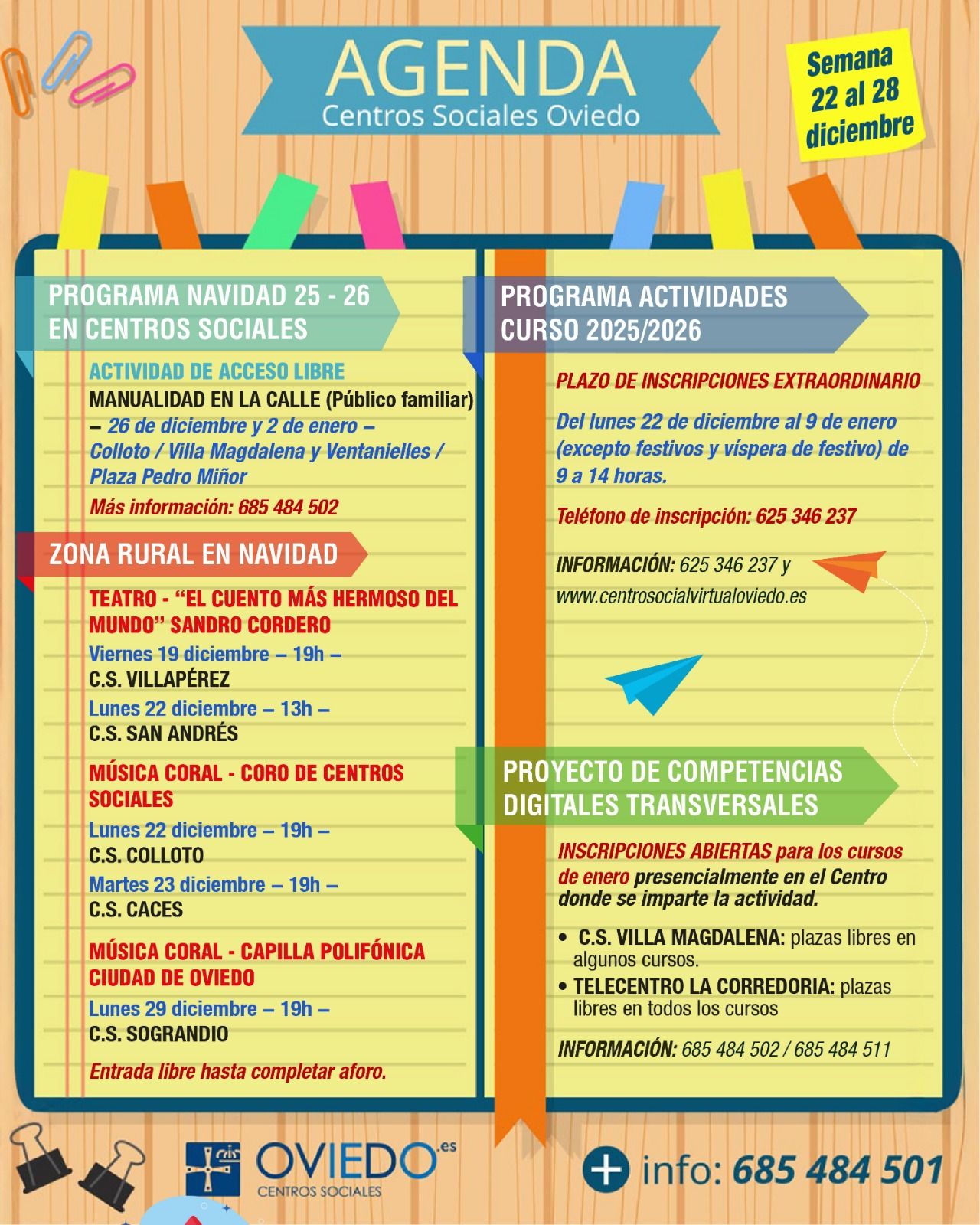 AGENDA – Semana del 22 al 28 de diciembre 2025
