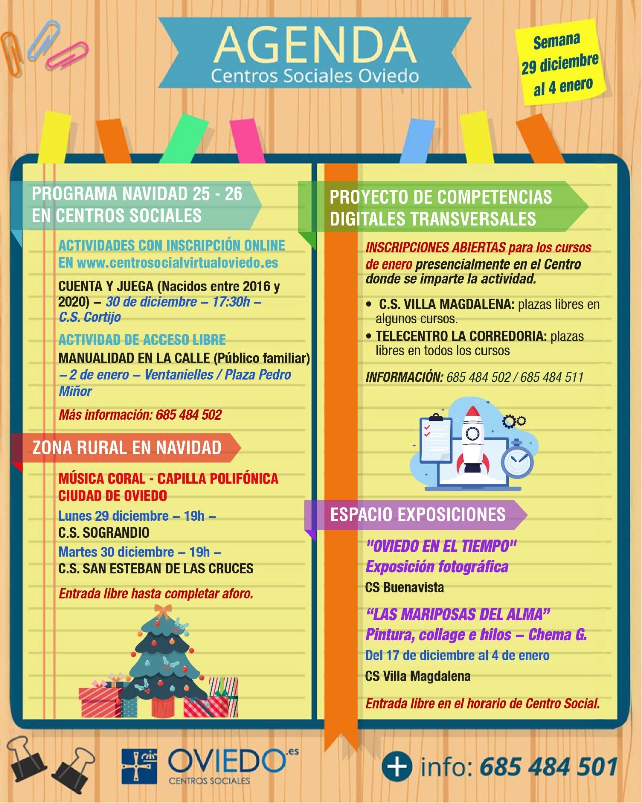 AGENDA – Semana del 29 de DICIEMBRE al 4 de ENERO