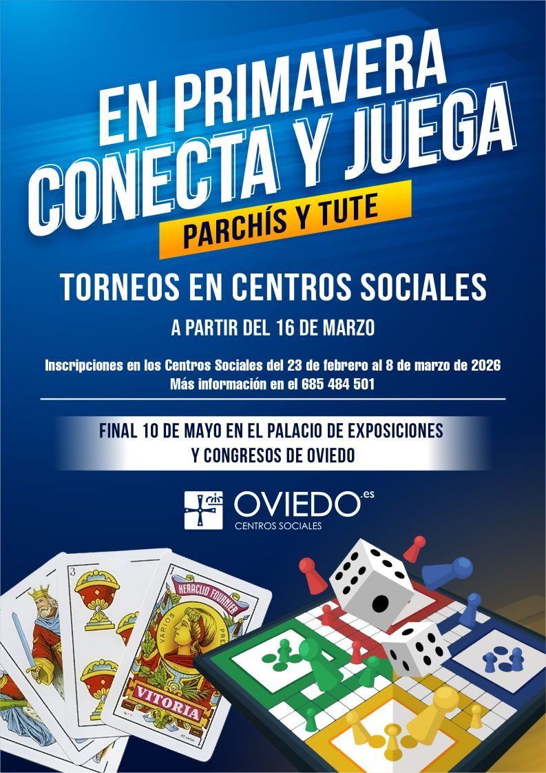 TORNEOS DE PRIMAVERA 2026 - PARCHÍS Y TUTE 6 TORNEOS PRIMAVERA CENTROS SOCIALES 2026