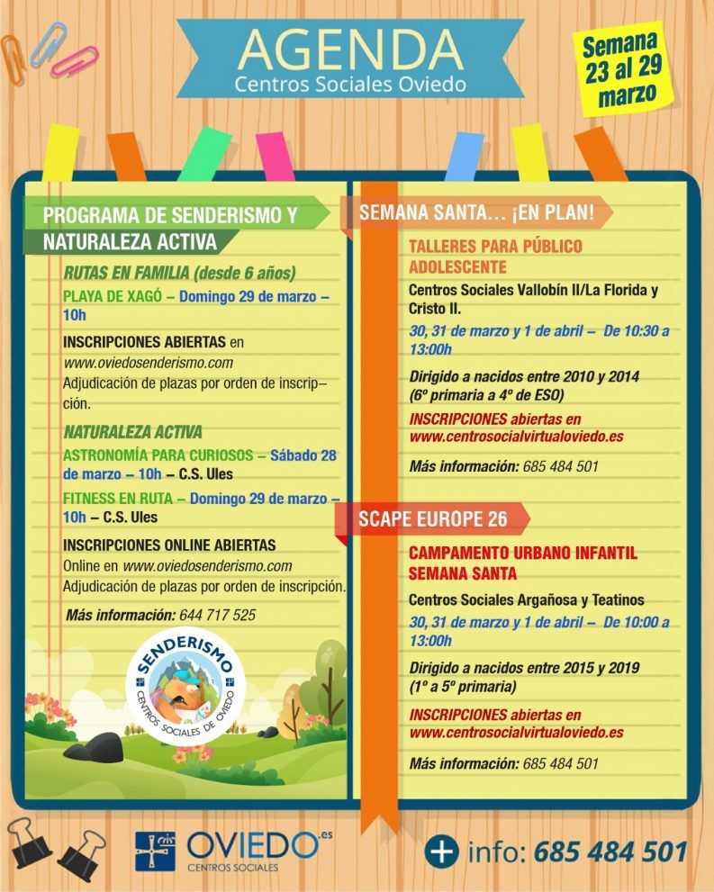 AGENDA Semana del 23 al 29 de MARZO 2