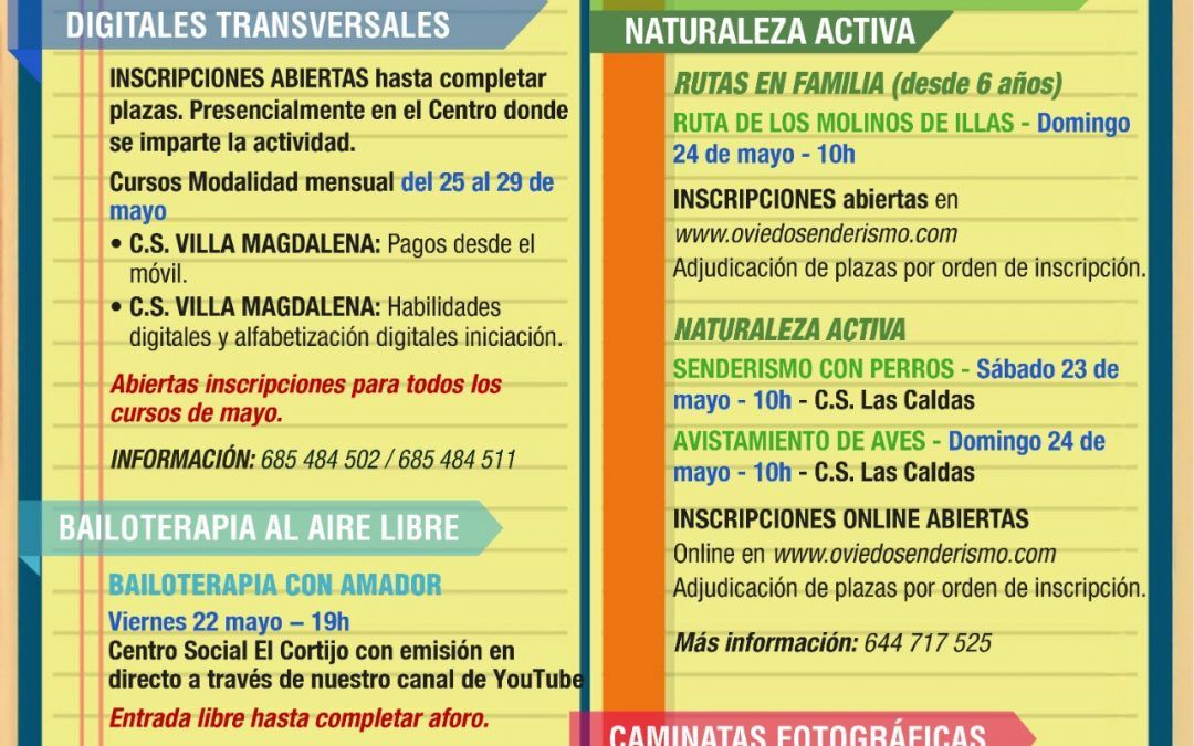AGENDA – Semana del 18 al 24 de MAYO
