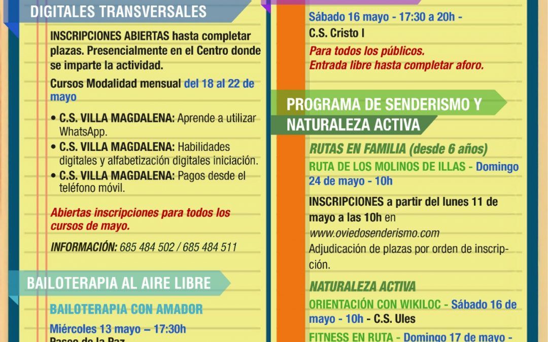 AGENDA – Semana del 11 al 17 de MAYO
