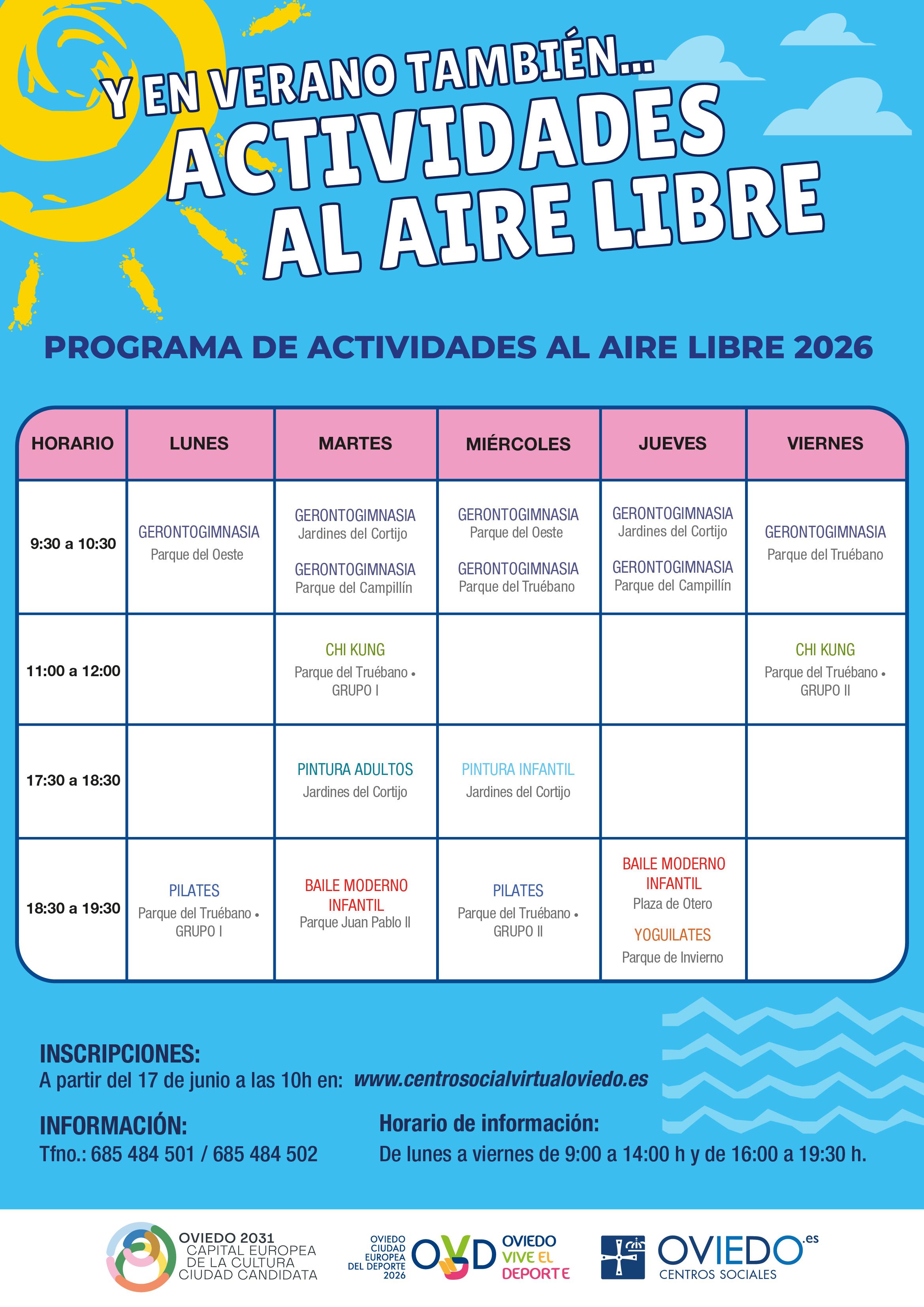 ACTIVIDADES VERANO 2025 aire libre DEPORTIVAS cartel