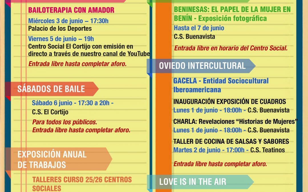 AGENDA – Semana del 1 al 7 de JUNIO