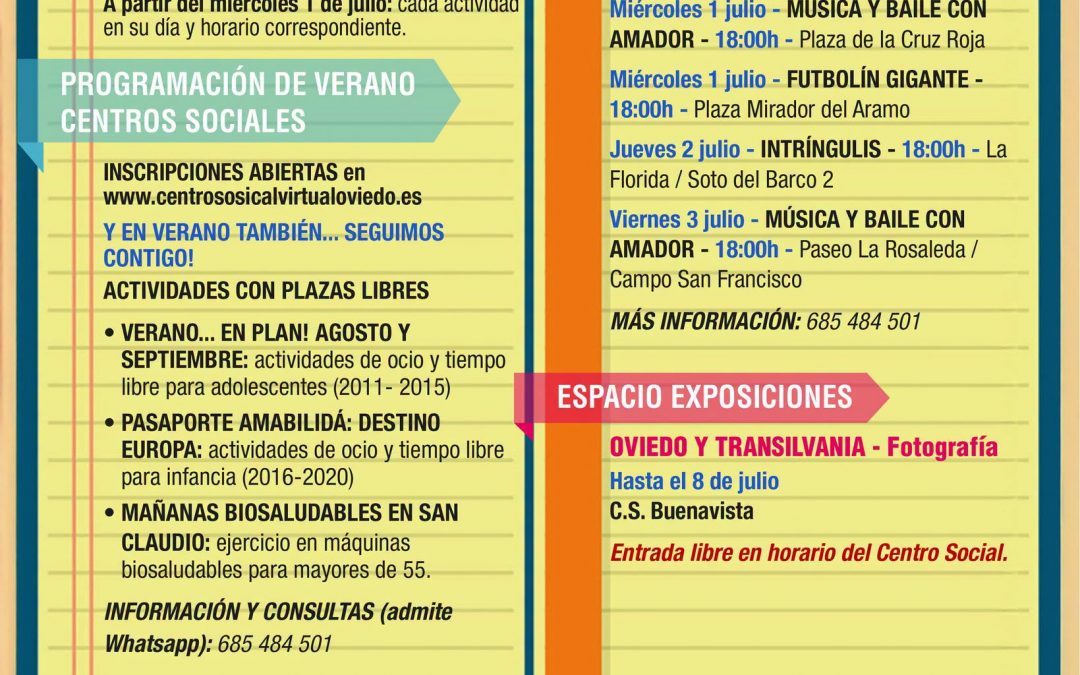 AGENDA – Semana del 29 de JUNIO al 5 de JULIO