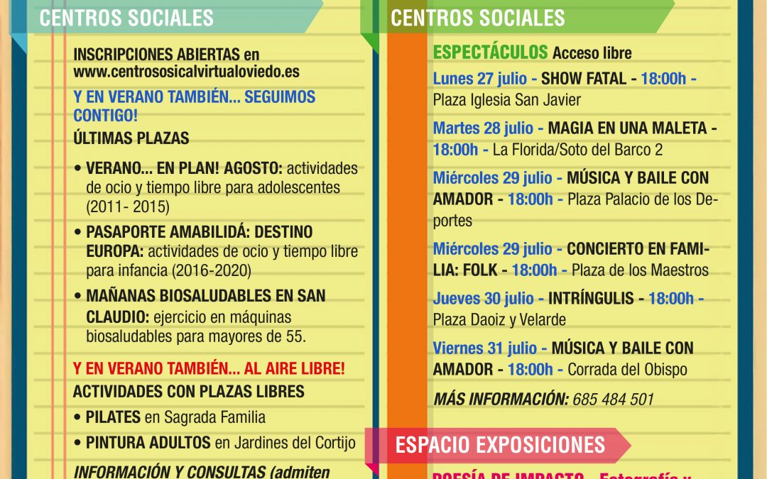 AGENDA – Semana del 27 de JULIO al 2 de AGOSTO