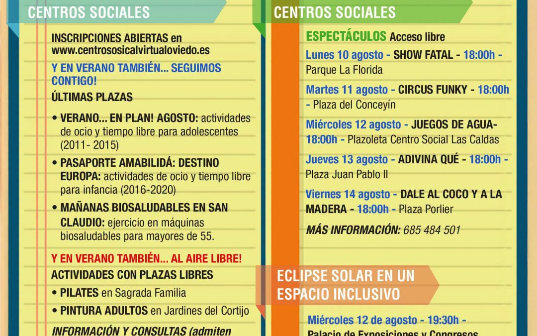 AGENDA – Semana del 10 al 16 de AGOSTO