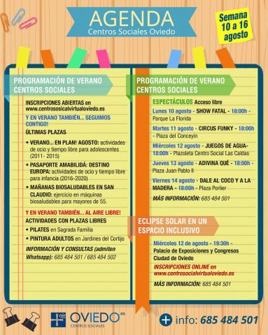AGENDA Semana del 10 al 16 de AGOSTO n1