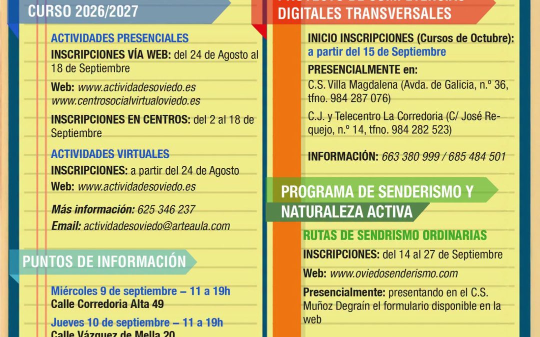 AGENDA – Semana del 7 al 13 SEPTIEMBRE