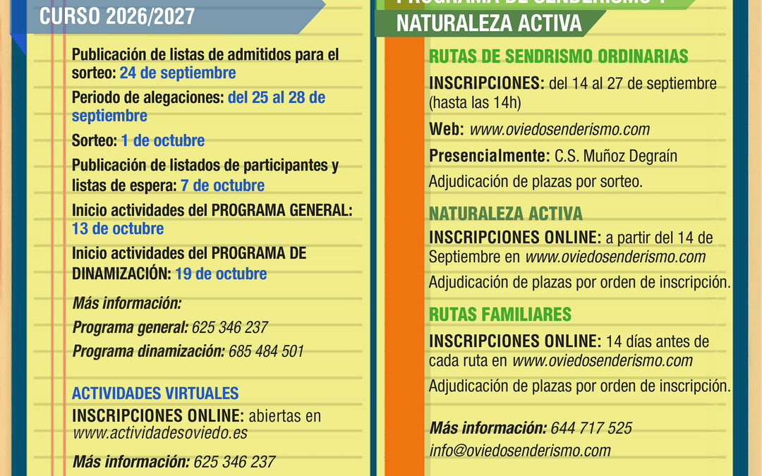 AGENDA – Semana del 22 al 27 SEPTIEMBRE