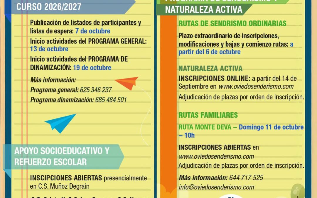 AGENDA – Semana del 5 al 11 de OCTUBRE